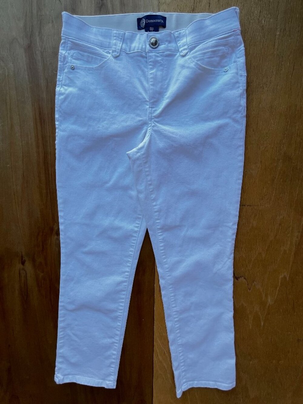 DEMOCRACY AB SOLUTION WIDE LEG JEANS WOMEN’S sz 8p White Stretch NEW